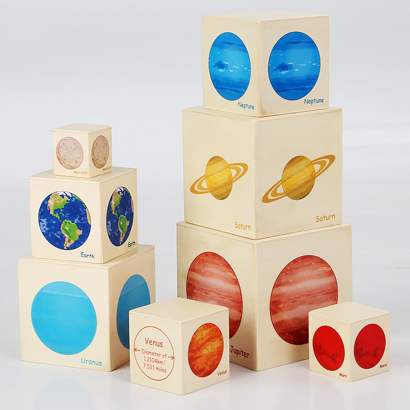 Montessori Wooden Life Cycle Activity Stacking Cube Planets Nesting Boxes - HAPPY GUMNUT