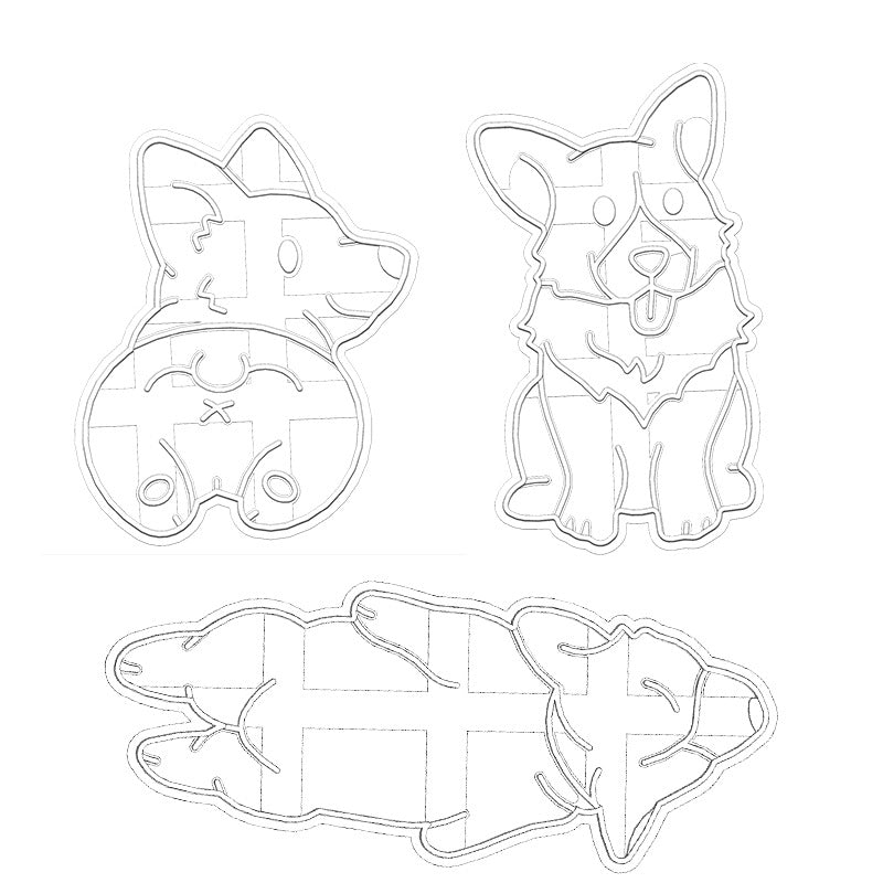 Cookie Play Dough Shape Stencil Corgi Dog Pack