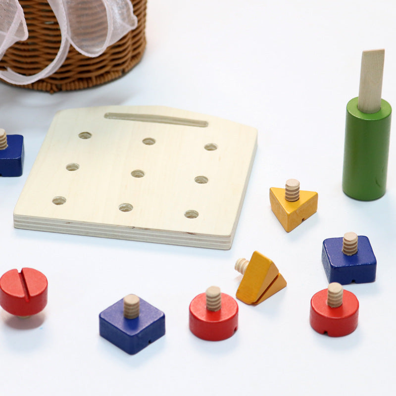 Montessori Wooden Bolt and Nut Busy Board