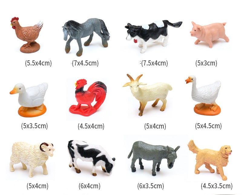 Farm Animals PVC Model Figures Set of 12,  Educational Teaching