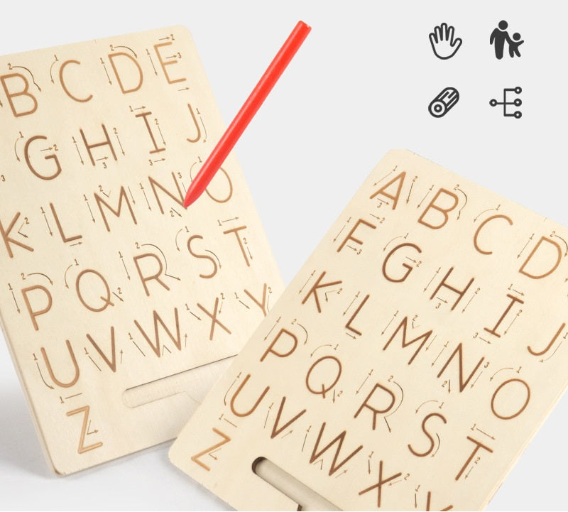 Wooden Tracing Alphabet Board Upper and Lower Case