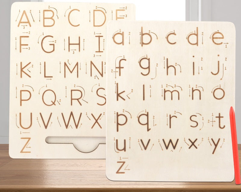 Wooden Tracing Alphabet Board Upper and Lower Case