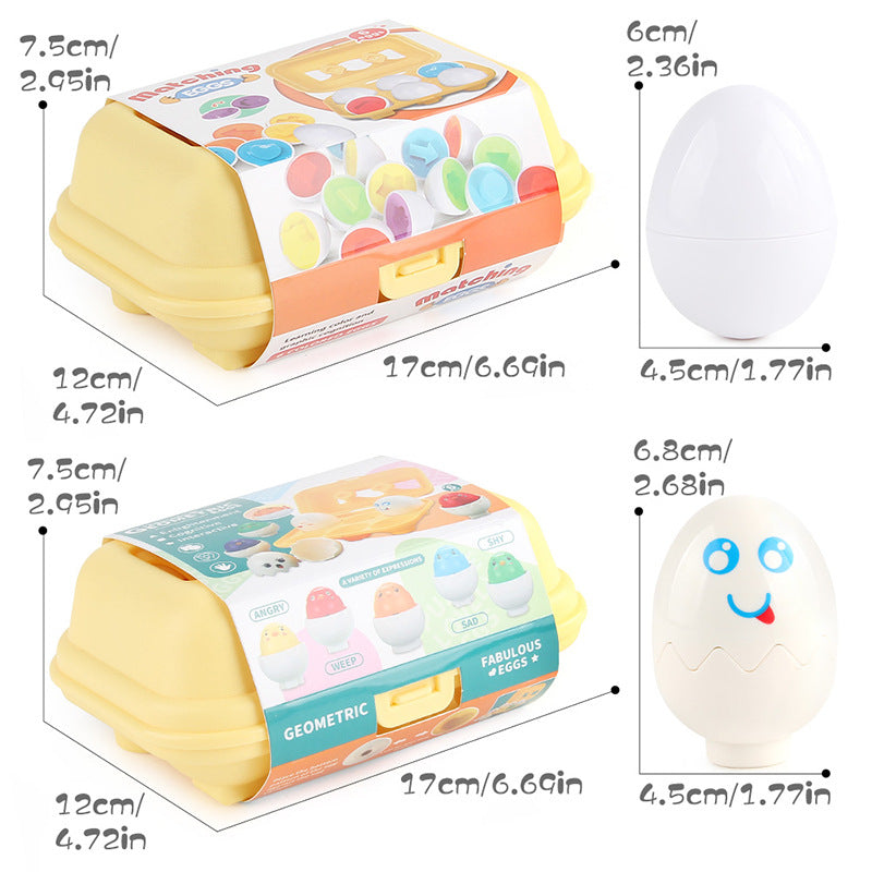 Egg Carton of 6 Toy Eggs Fun Toy Colour Shape Sorting Emoji Eggs ...