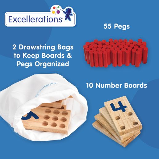 X Large Excellerations  Montessori Counting Pegs Number Counting Sticks Boards