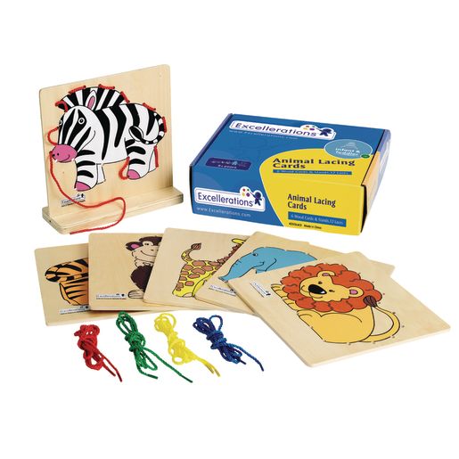Excellerations Animal Lacing Cards Threading Toy with stand