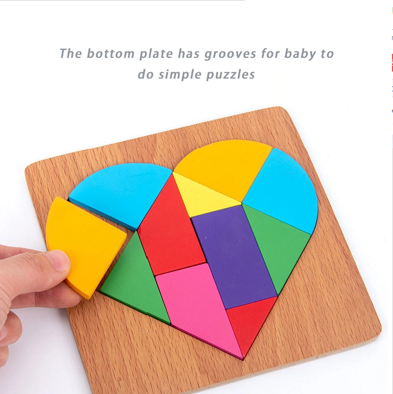 Simple Basic Wooden Geometric Puzzle Shapes Heart