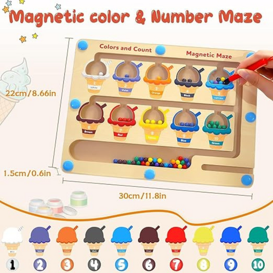 Magnetic Pen Sliding Colour Number Sorting Busy Board (Ice Cream Theme)