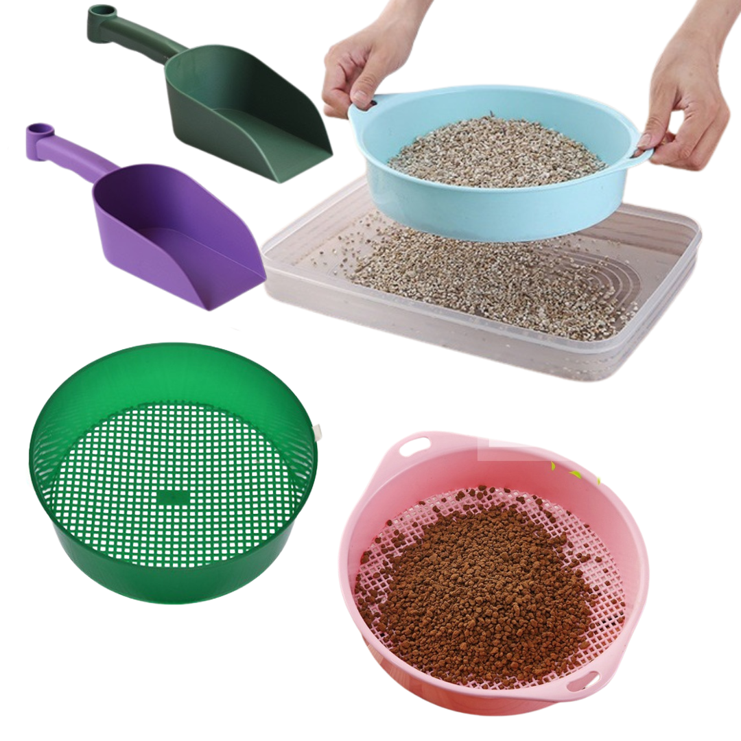 3 Sensory Play Sand Sieve + 2 Plastic Sand Scoops