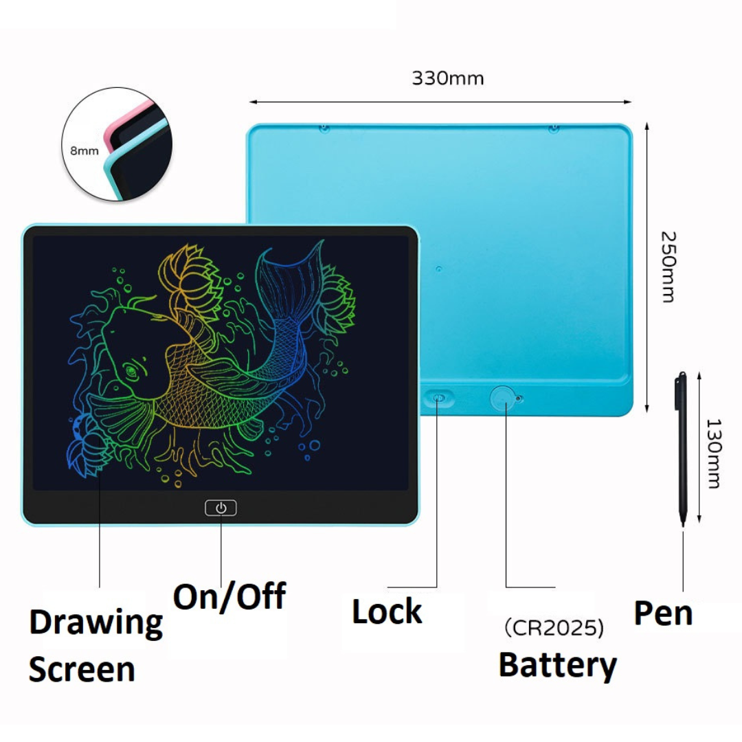 16" Large Portable LCD Colour Drawing Tablet Writing Board Pad