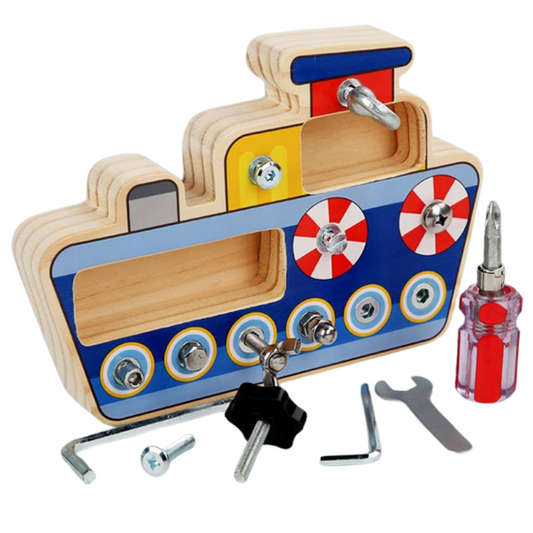 Montessori Inspired Boat Theme Multi Tool ScrewDriver Board