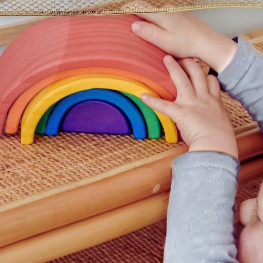 6Pcs  Wooden Rainbow Stackers Stacking toy