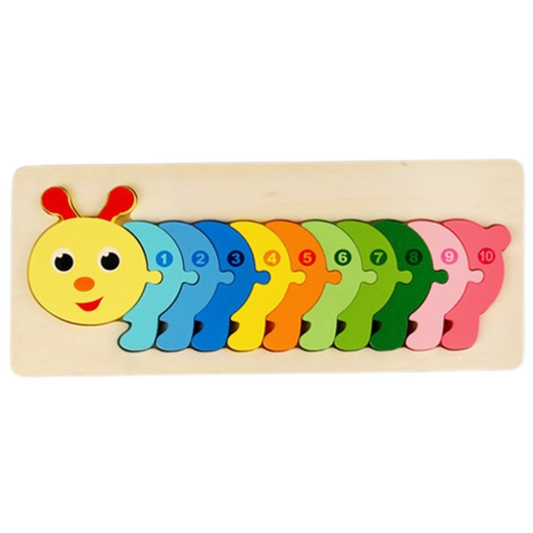 Wooden Numbered Caterpillar Puzzle Number Learning 1-10