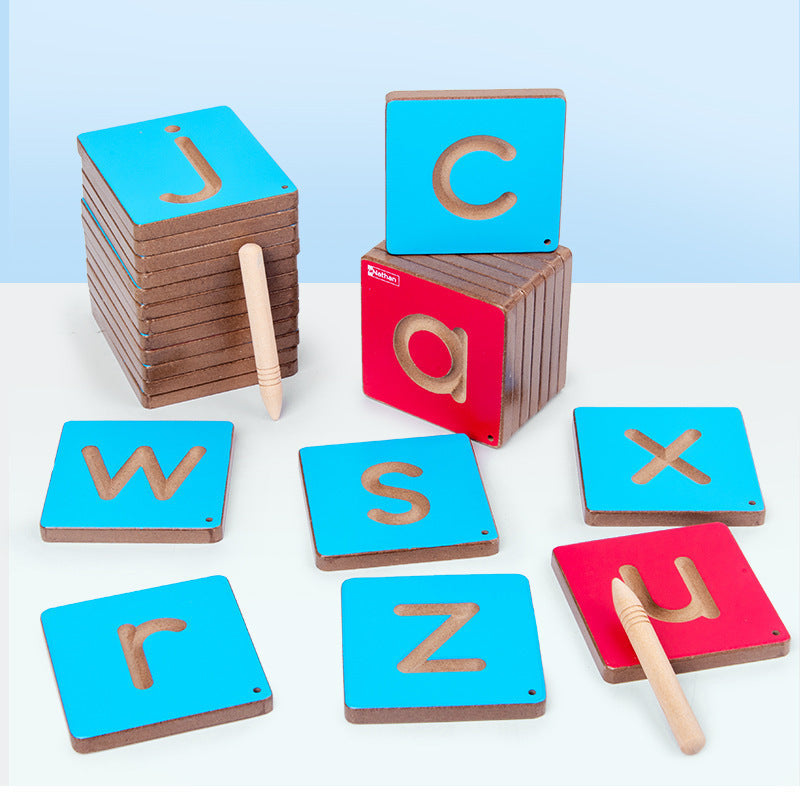Wooden Alphabet Tracing Writing Board Pre-writing Letter Toy Upper or Lower Cases