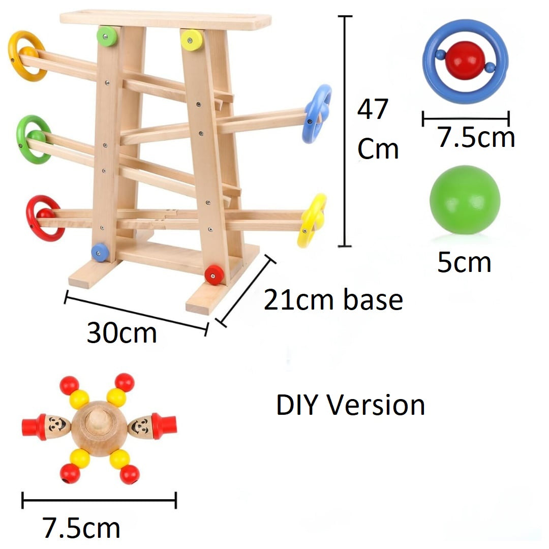 X Large Wooden Ball Run  Track a Ball Rack Car Ramp Toy