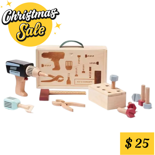 Wooden Kids Tool Box Case Playset