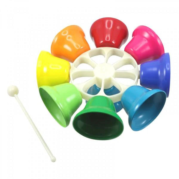 Rotating Rainbow Spinning 8  Bell Set Kids Percussion Musical Instrument Sound Toy