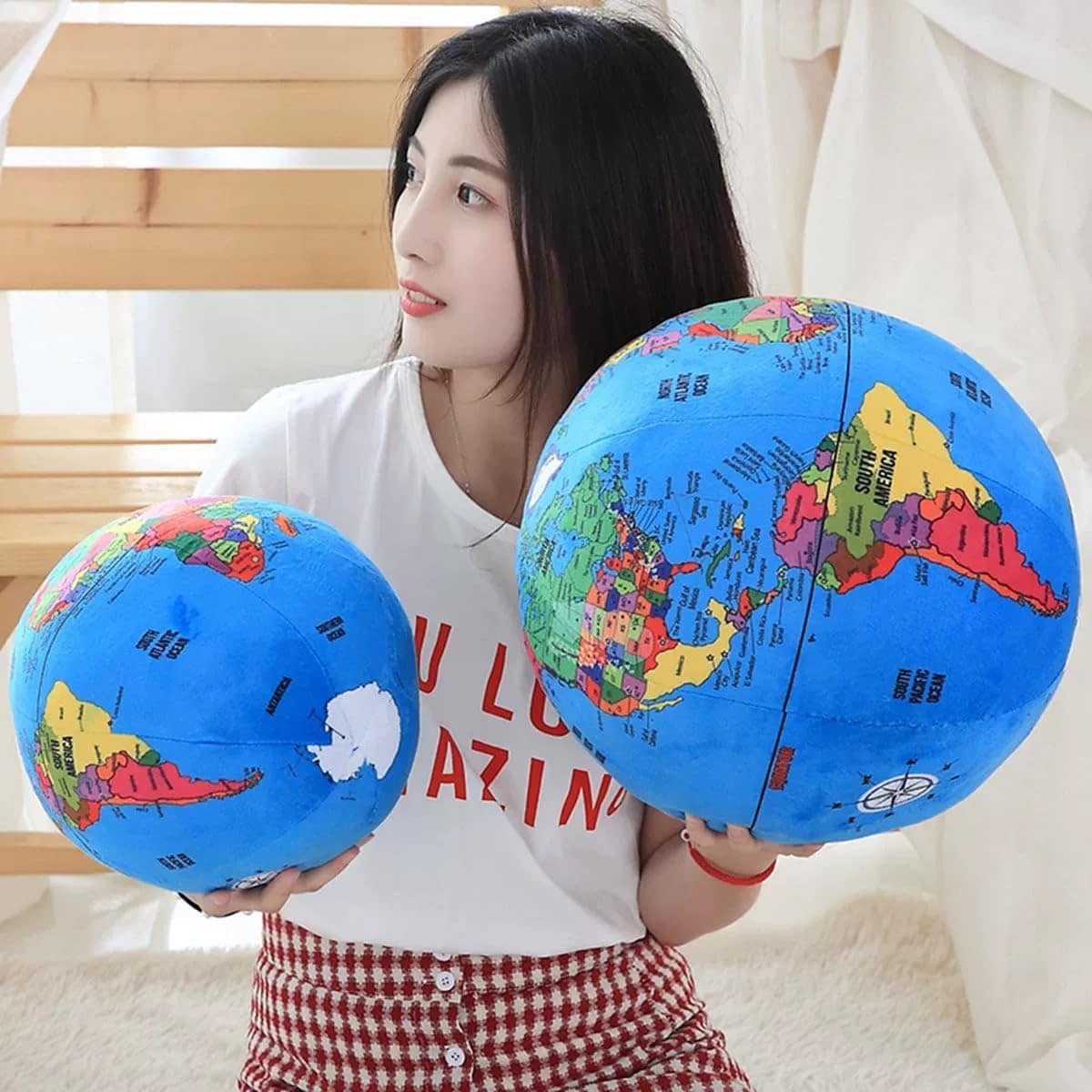 Large Simulation Globe Of The World Plush Stuffed Earth Ball 30cm