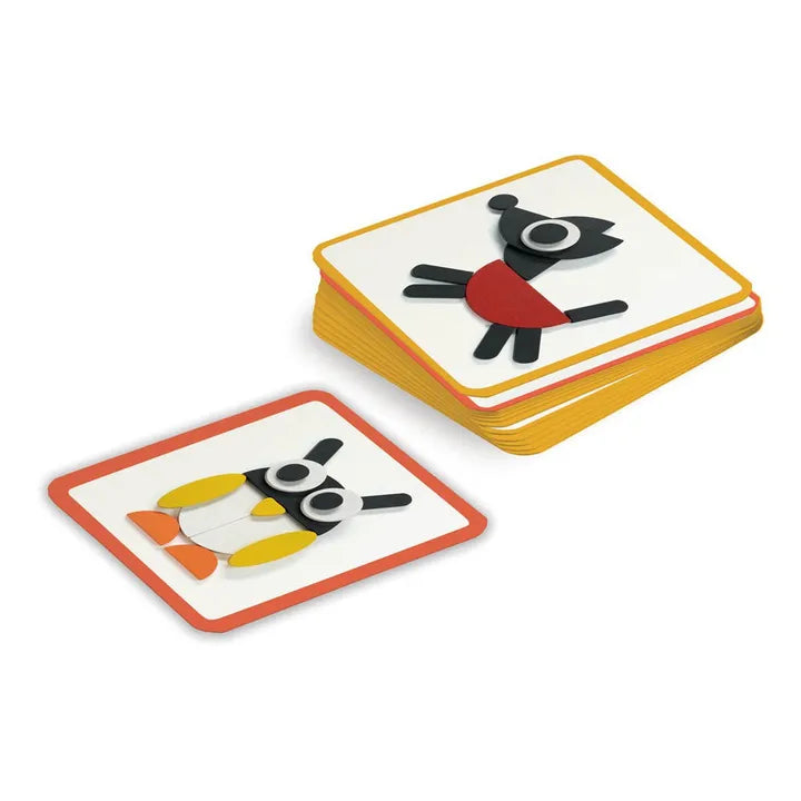 Extra Thick Wooden Geometric Shapes Pattern Blocks with animal theme Flash Cards