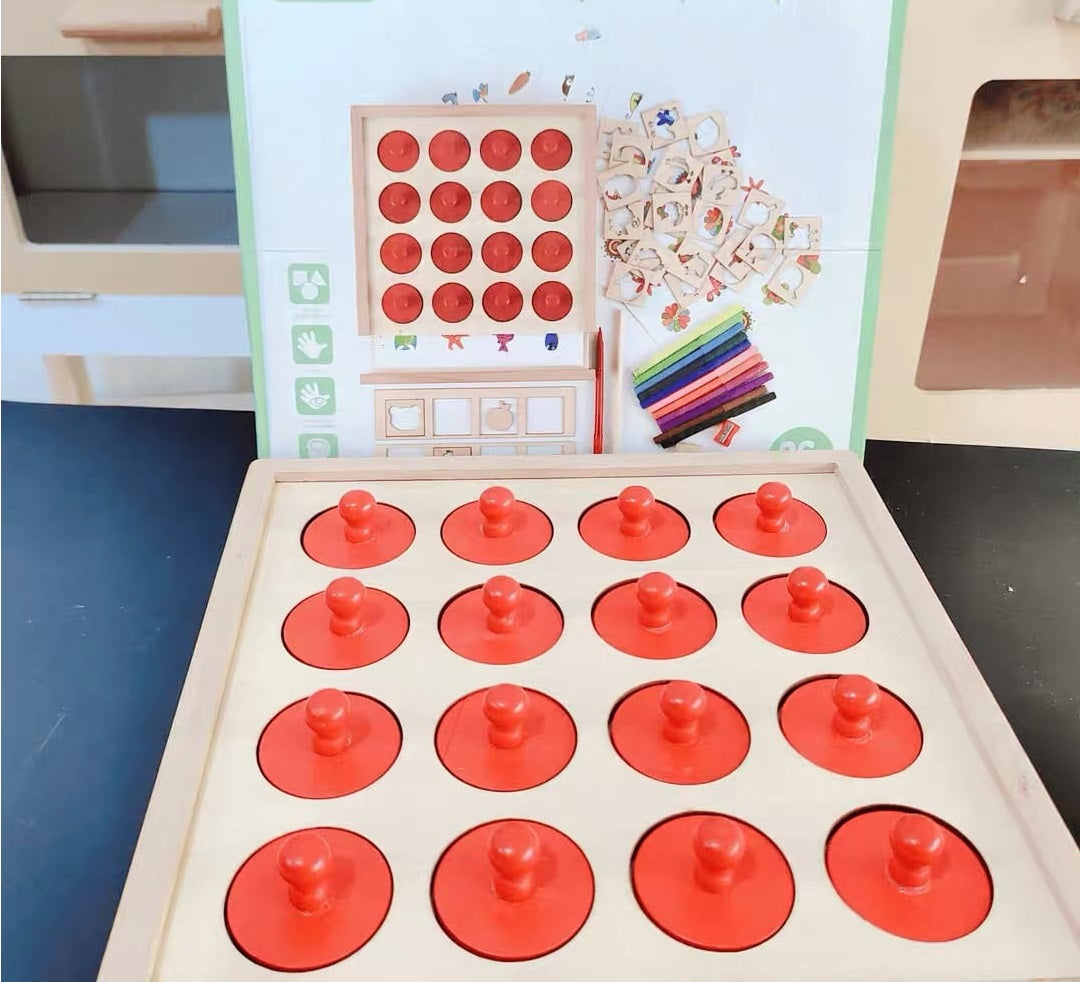 Large Wooden Memory Game with Matching Tracing Cards