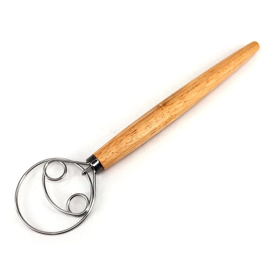 Wooden Kids Stainless Steel Danish Dough Whisk Kitchen Egg Real Tool