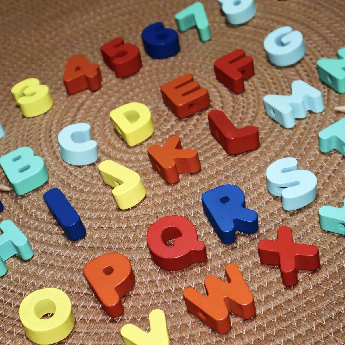 Jumbled Letters and Number Threading Beads Activity 38pcs