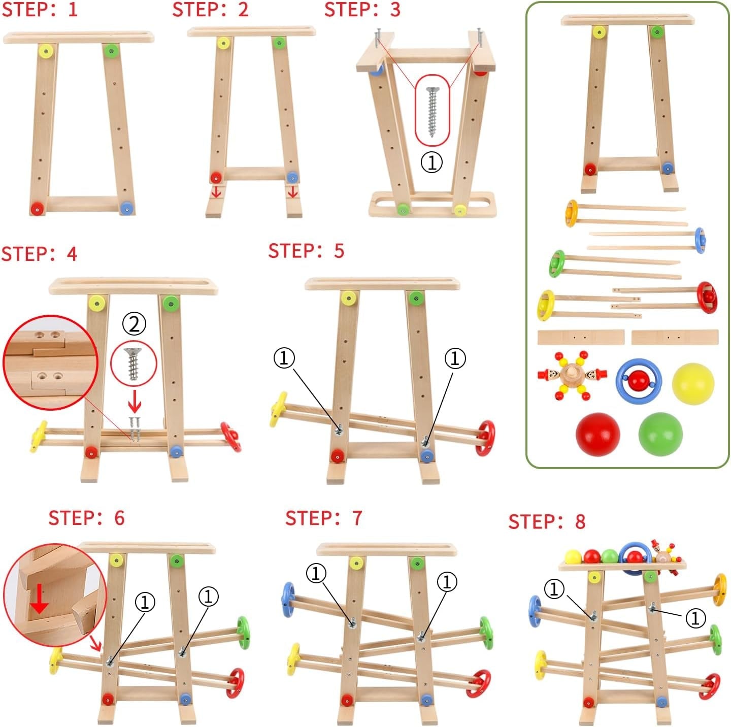 X Large Wooden Ball Run  Track a Ball Rack Car Ramp Toy