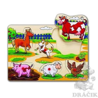 Clearance !! Wooden Knobbed Puzzle Farm Animals Puzzle