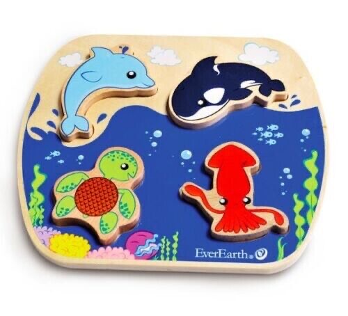 Wooden Marine Sea Life Animals Basic Puzzle