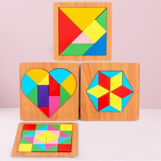 Simple Basic Wooden Geometric Puzzle Shapes Heart