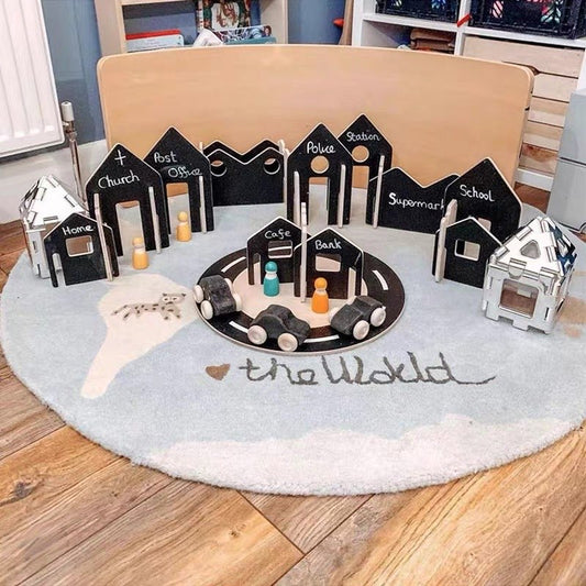 Large City Scape Town Building Chalkboard DIY Play Toy house