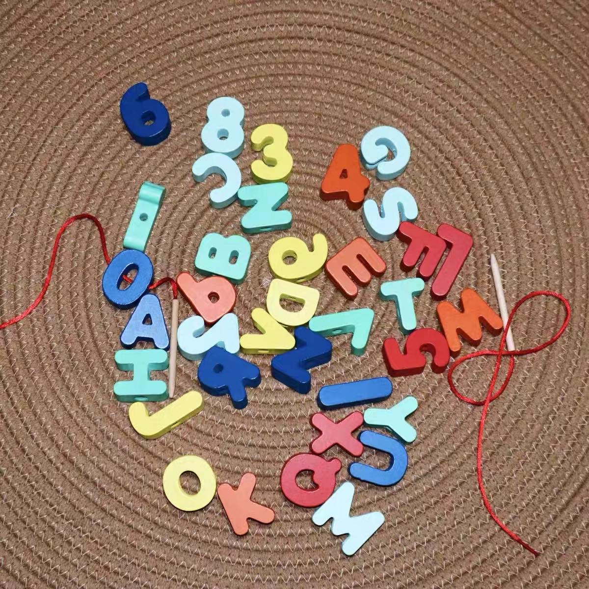 Jumbled Letters and Number Threading Beads Activity 38pcs