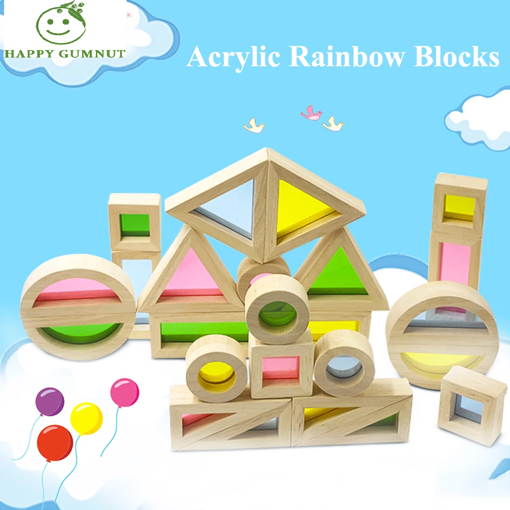 Wooden Acrylic Rainbow Blocks - HAPPY GUMNUT