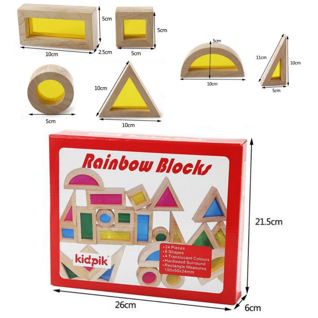 Wooden Acrylic Rainbow Blocks - HAPPY GUMNUT