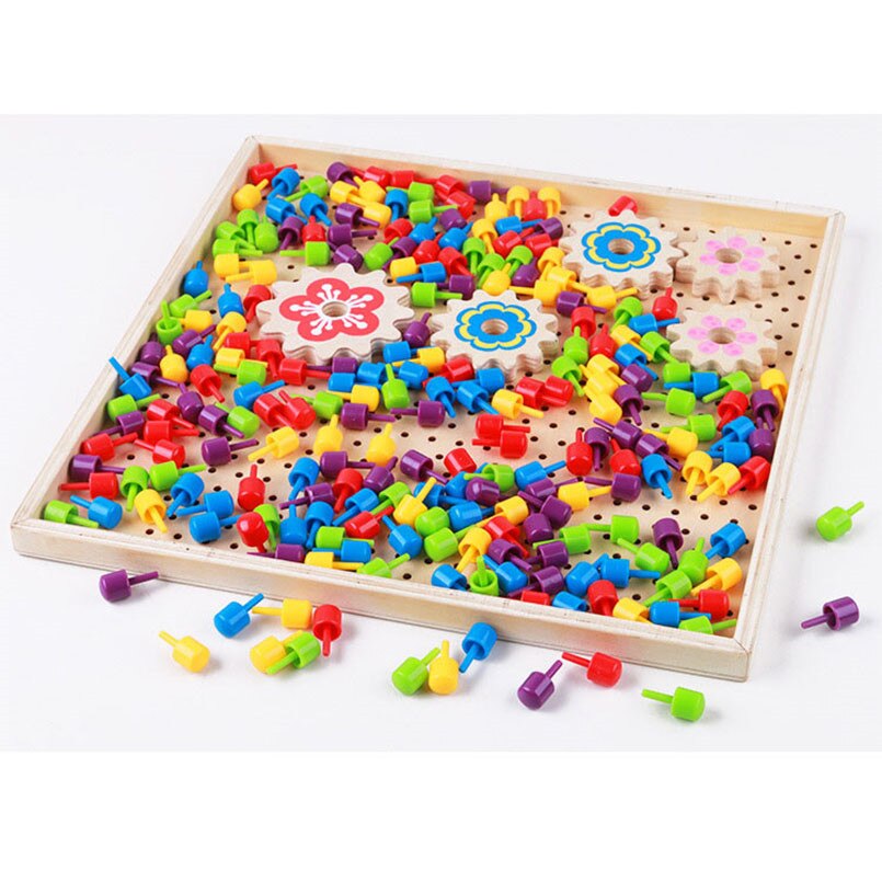 Medium Wooden Mosaic Beads Pegs Board - HAPPY GUMNUT