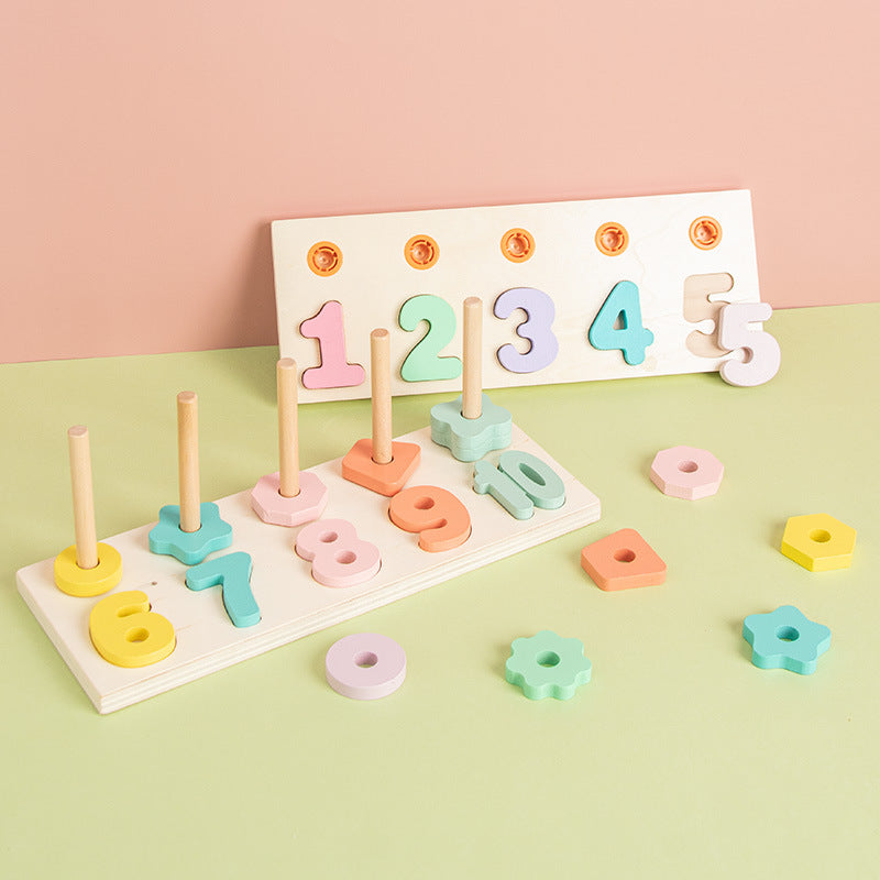 Wooden Numbers Counting Shape Sorting Game Kids Toy - HAPPY GUMNUT