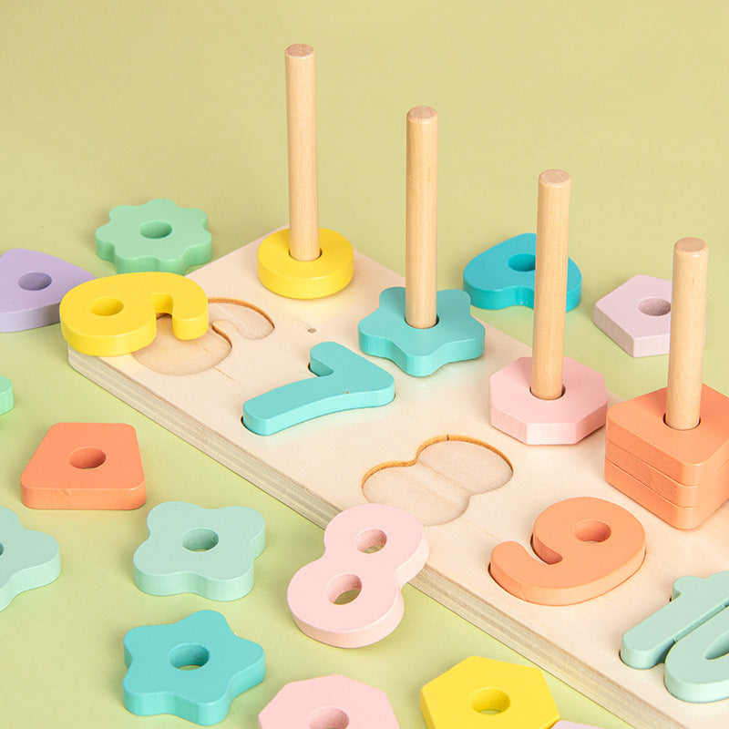 Wooden Numbers Counting Shape Sorting Game Kids Toy - HAPPY GUMNUT