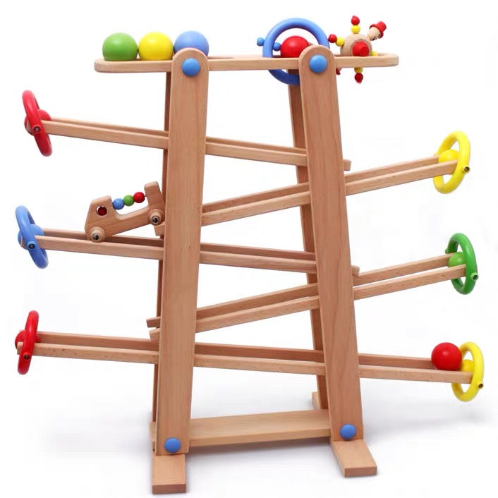 Extra Large Wooden Ball Marble Run Track a Ball Rack Car Ramp Toy !! - HAPPY GUMNUT
