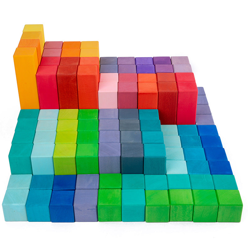 Large Step Pyramid LSP Limewood Rainbow Colour Building Blocks - HAPPY GUMNUT