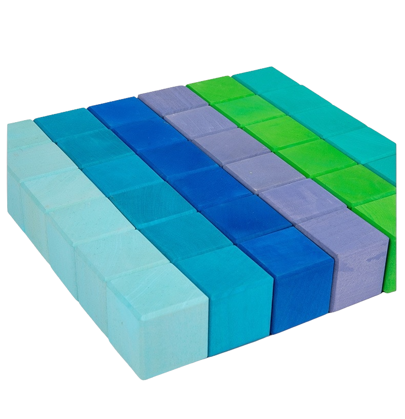 Large Step Pyramid LSP Limewood Rainbow Colour Building Blocks - HAPPY GUMNUT