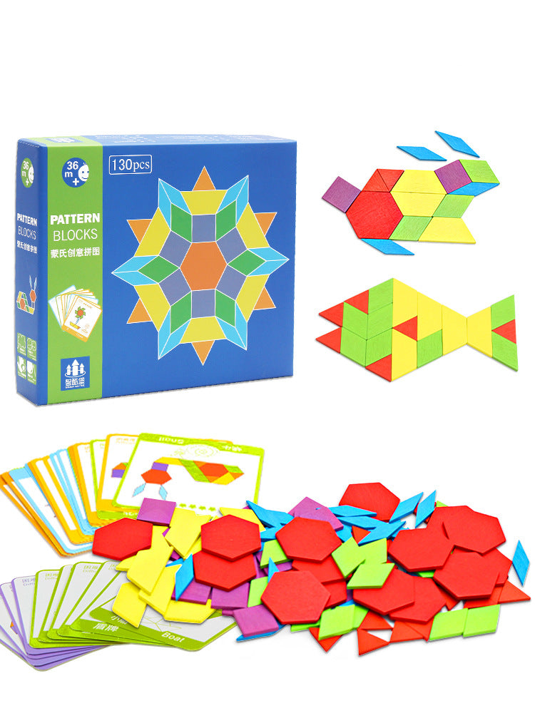 Flash　HAPPY　155　Pattern　Cards　With　pc　Puzzle　Geometric　Shapes　Blocks　Wooden　GUMNUT