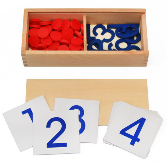 Montessori Wooden Box With Number Cards, Coins and Counters - HAPPY GUMNUT