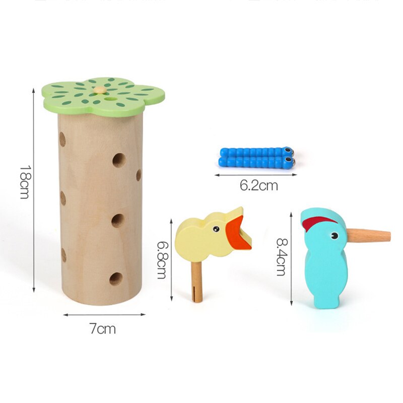 Magnetic Woodpecker Catching Worms Game Bird Eating Bugs With