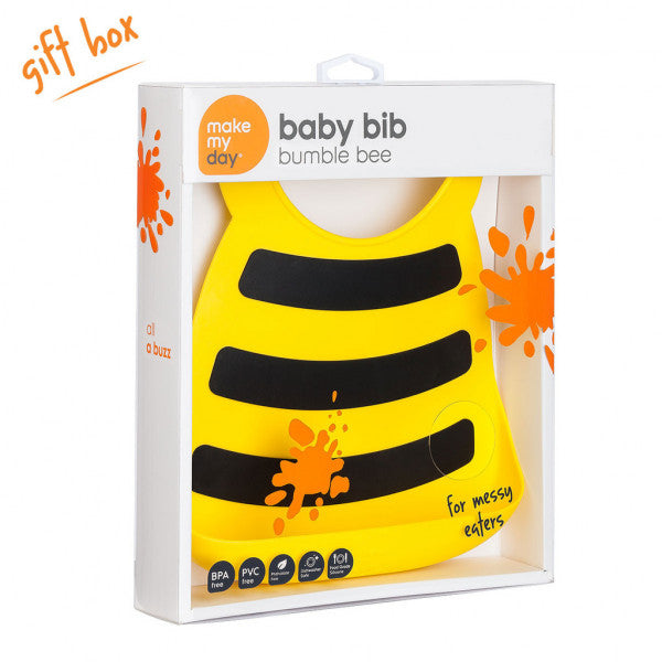 Make My Day Silicon baby bib - Bumble Bee - HAPPY GUMNUT